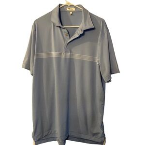 Peter Millar Blue Striped Summer Comfort Golf Polo Size Large